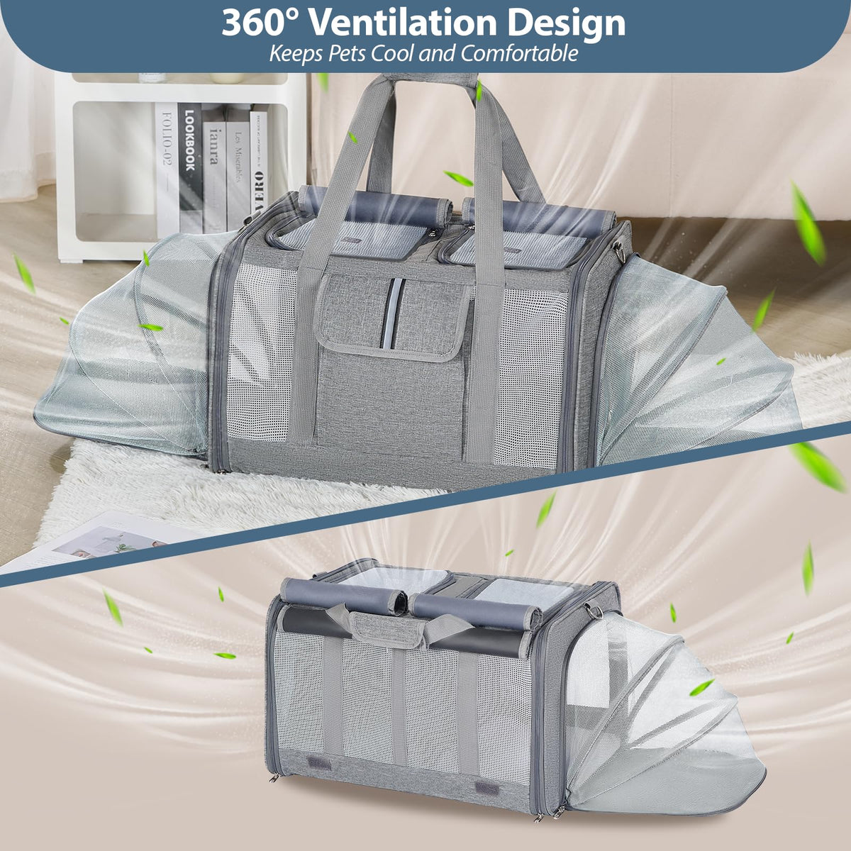 Large Expandable Soft-Sided Cat Carrier H17817