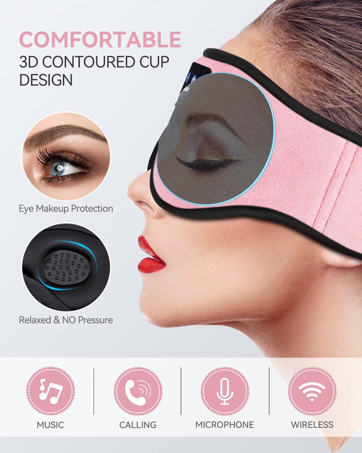 3D Bluetooth Sleep Headphones Headband T469
