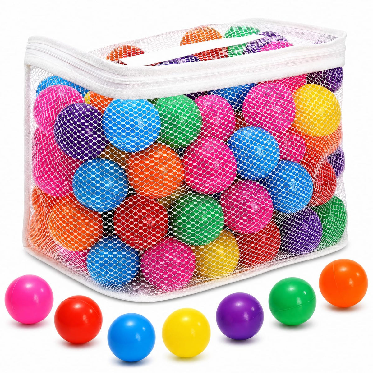 100 Pack 2 Inch Plastic Ball Pit Balls with Storage Bag T16894