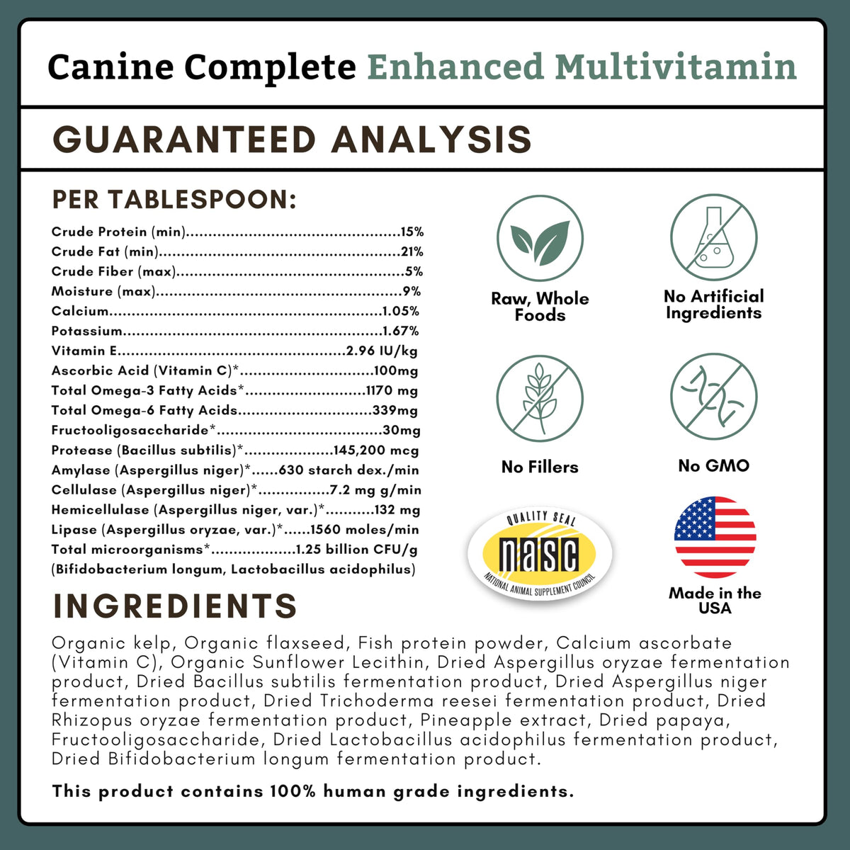 Organic Dog Vitamins, 1 Lb, 45 Scoops G984