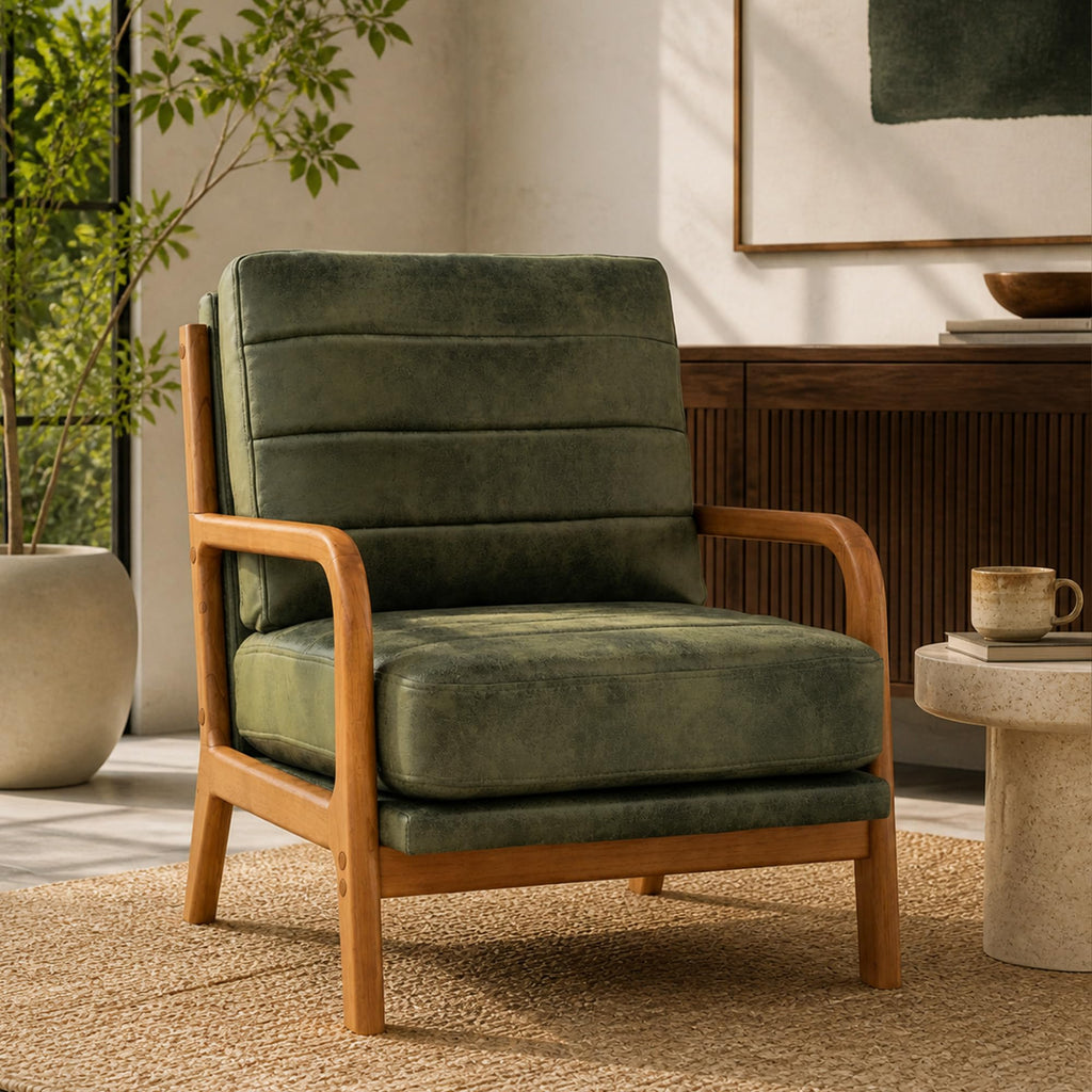 Mid-Century Modern Accent Chair Set of 2 Green A92478