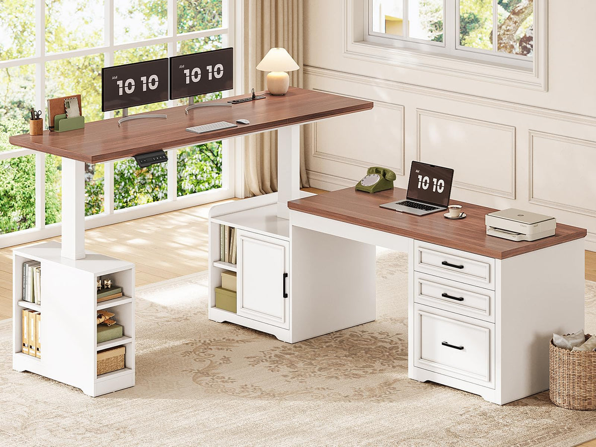 L Shaped Standing Desk with Storage Q748