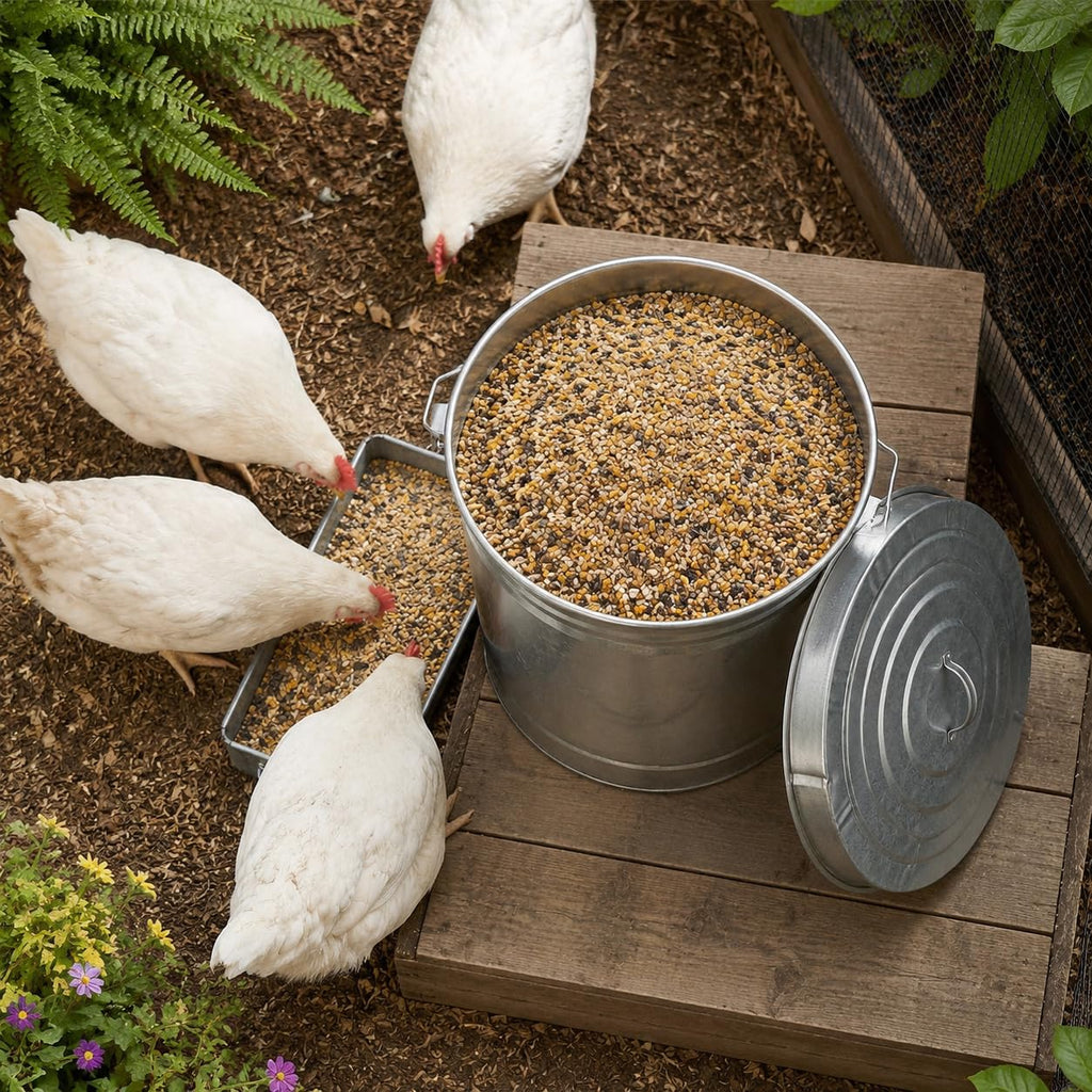 6 Gallon Galvanized Metal Trash Can with Locking Lid P828580