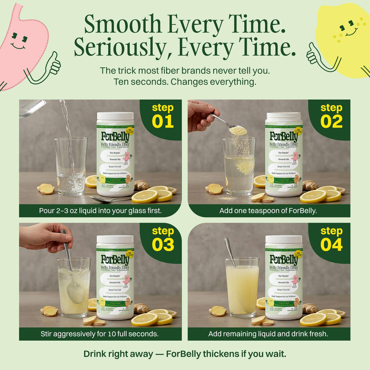 Lemon Ginger Psyllium Husk Fiber Powder Drink Mix S92488