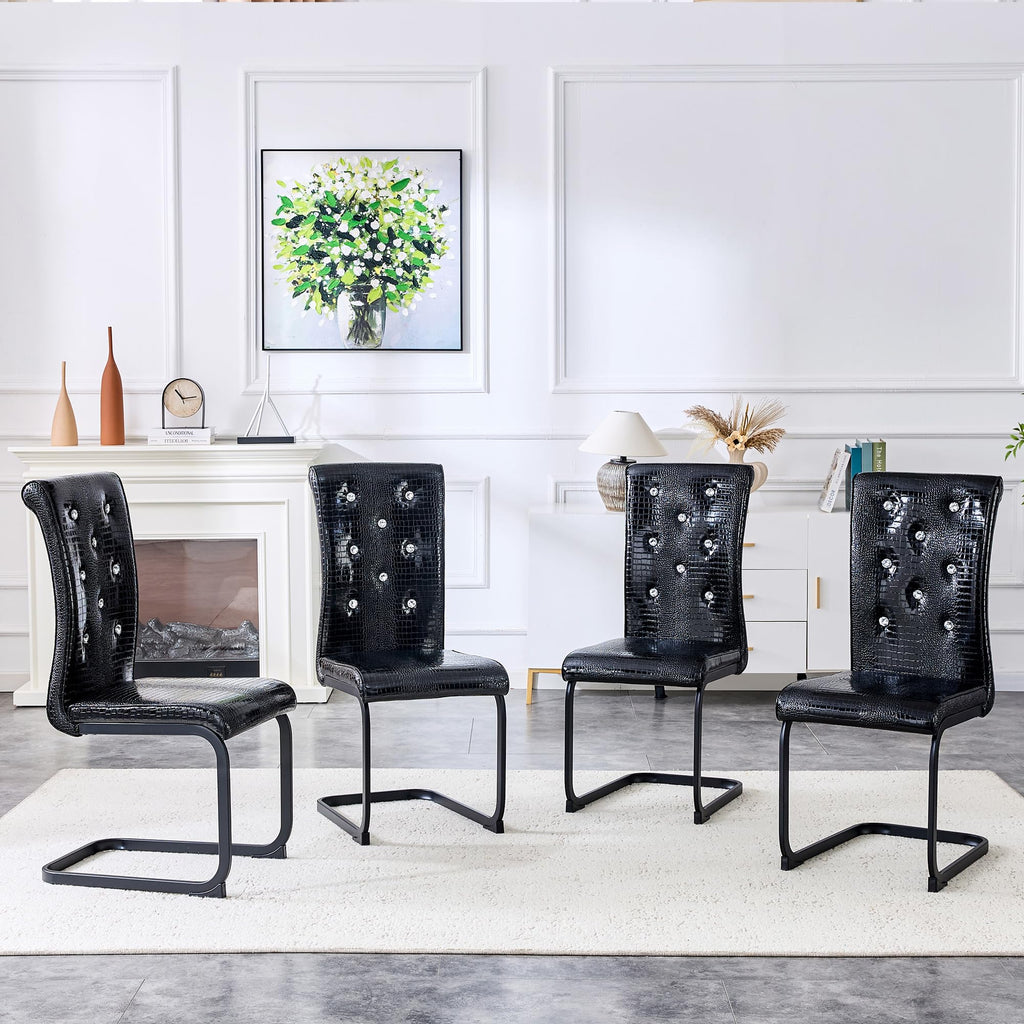 Black PU Leather Dining Chairs Set of 4 A245328