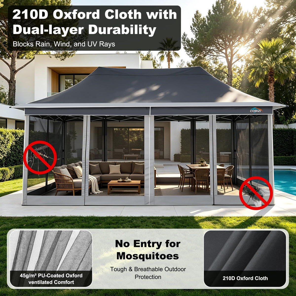12x20 Pop Up Gazebo with Mosquito Netting E26327