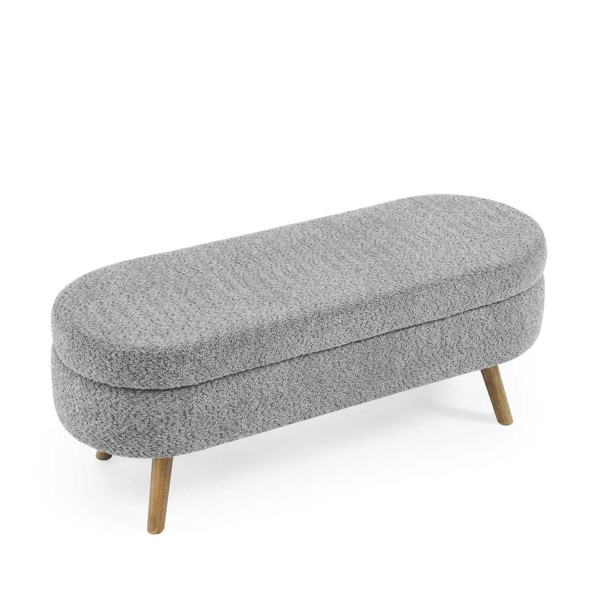Oval Storage Bench with Rubber Wood Legs, Gray J43495
