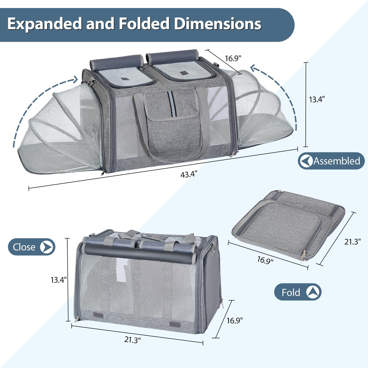 Large Expandable Soft-Sided Cat Carrier H17817