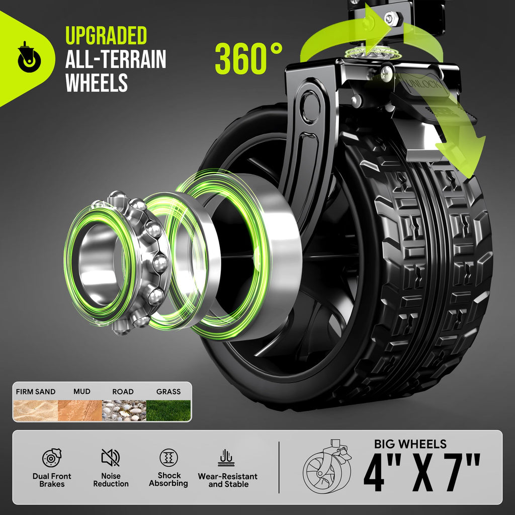 48'' Extra Large Collapsible Wagon with Big Wheels, 300L Black M585