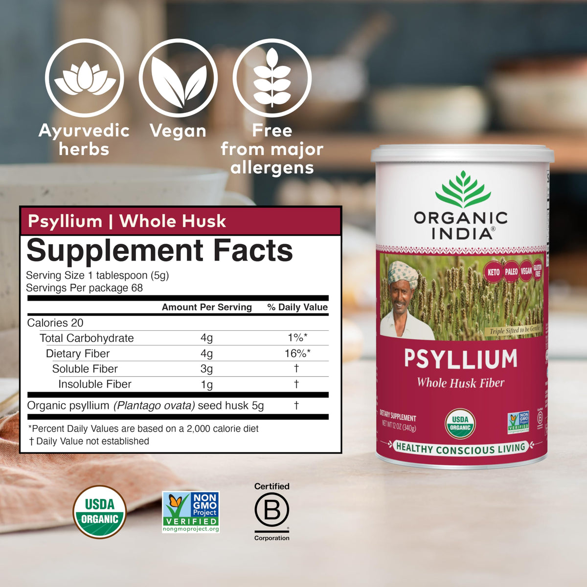 Psyllium Whole Husk Fiber Supplement 12 oz N903