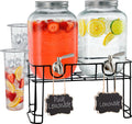 Glass Drink Dispenser with Stand, 1 Gallon, 2-Pack X393
