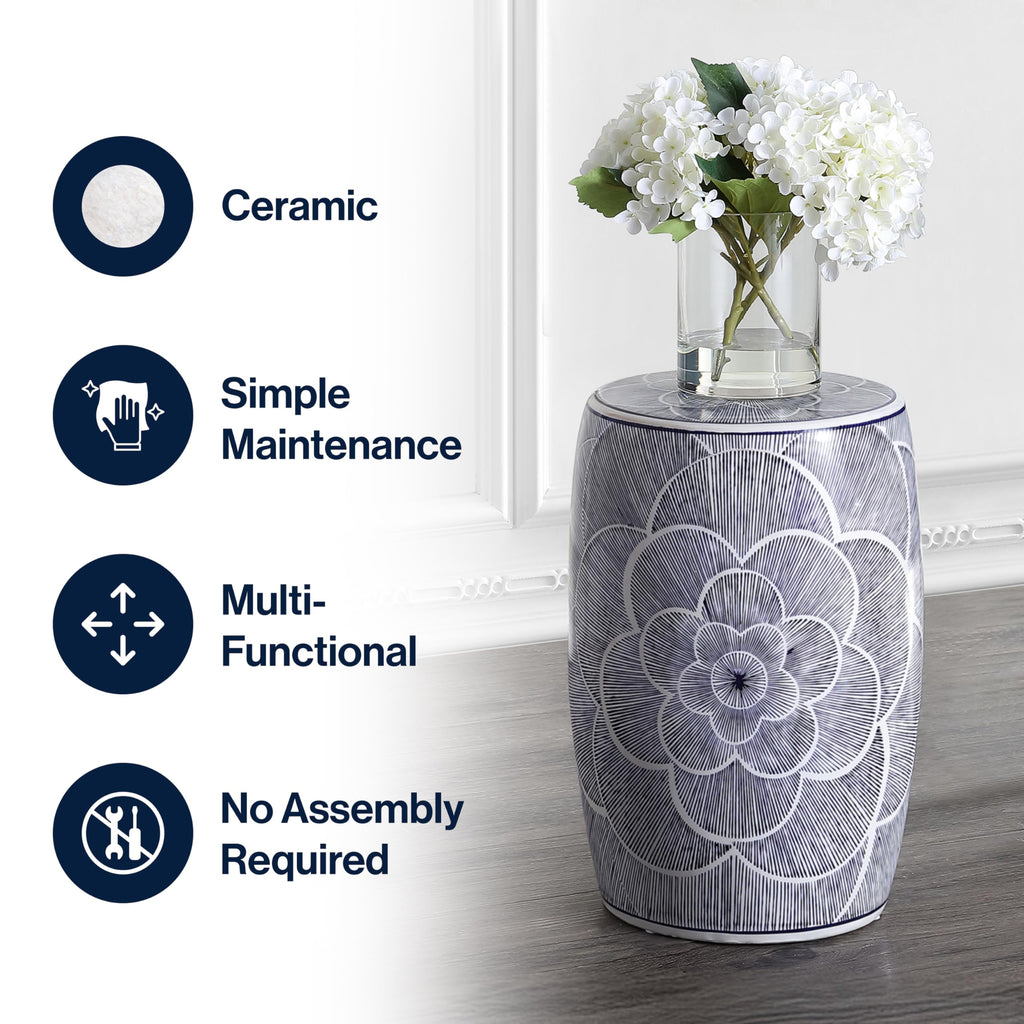 Ceramic Drum Garden Stool Side Table F4113
