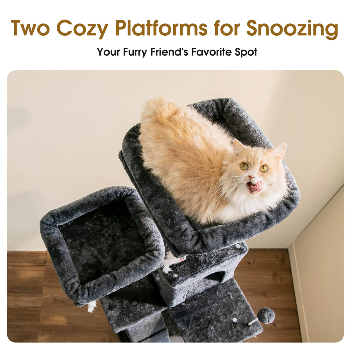 70.1-Inch Multi-Level Plush Cat Tree with Hammock Y899153