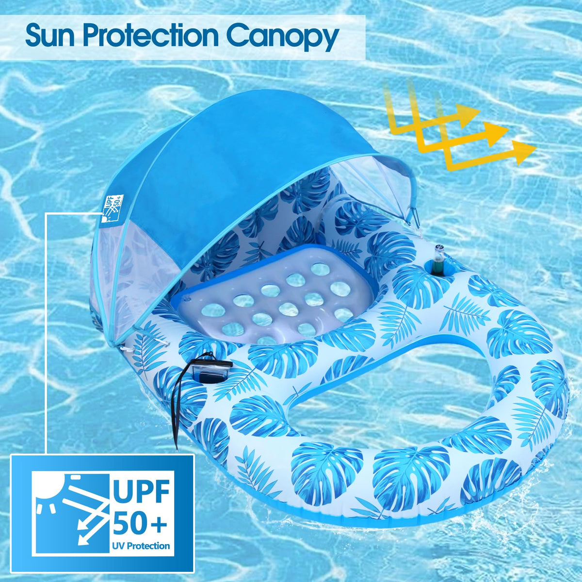 Extra Large Inflatable Pool Lounge Float with Canopy A6497
