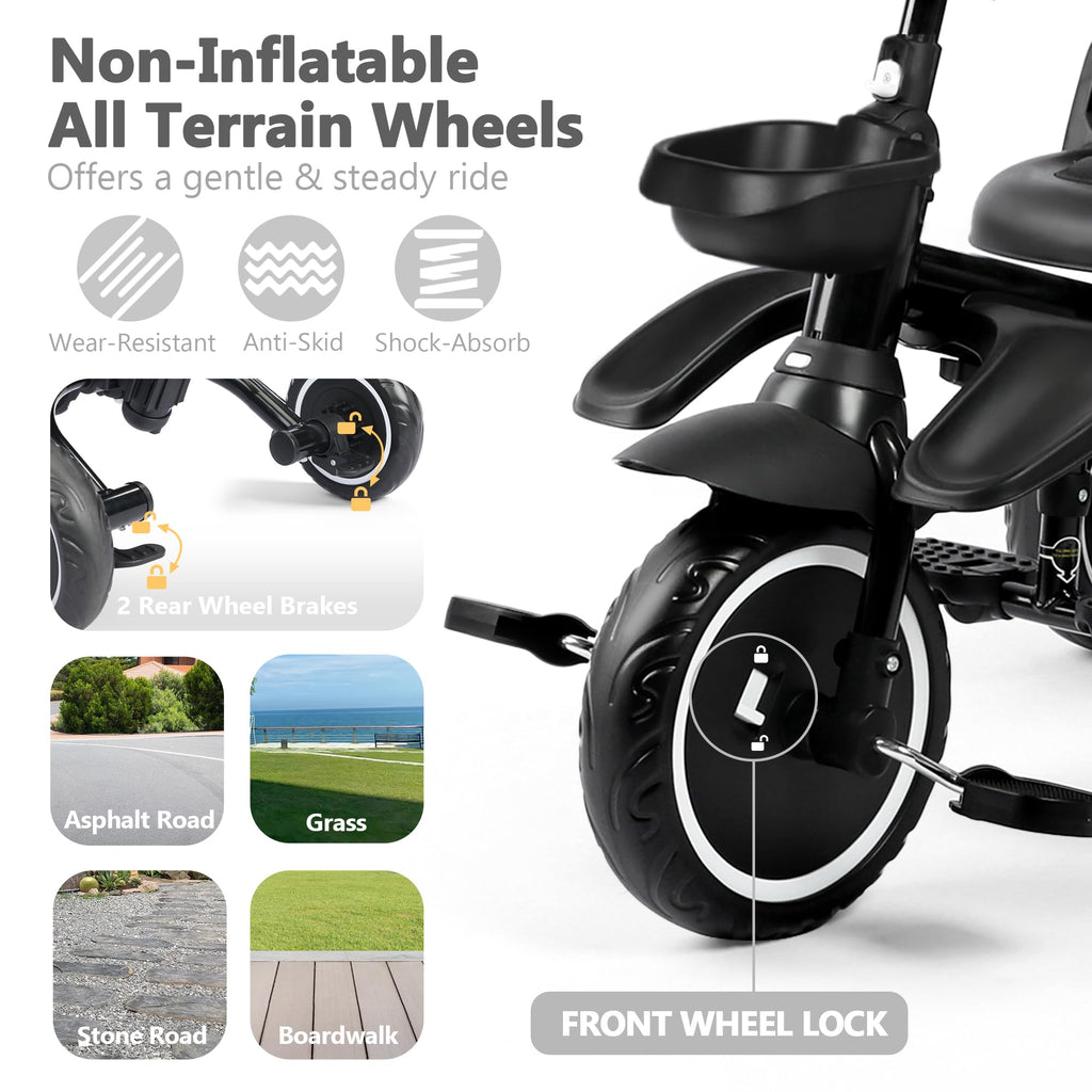 8 in 1 Toddler Tricycle with Push Handle X164143