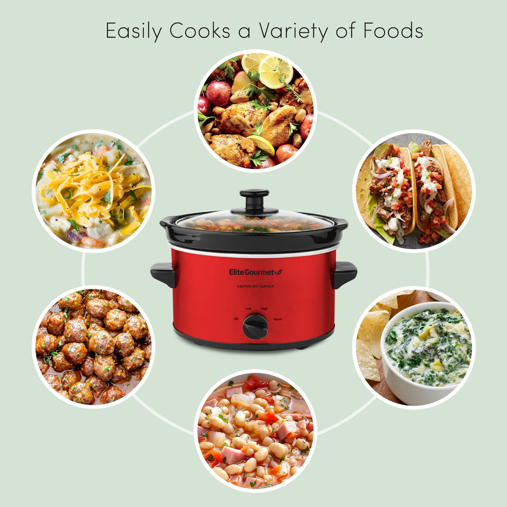 Electric Oval Slow Cooker, 2 Qt, Metallic Red K873943