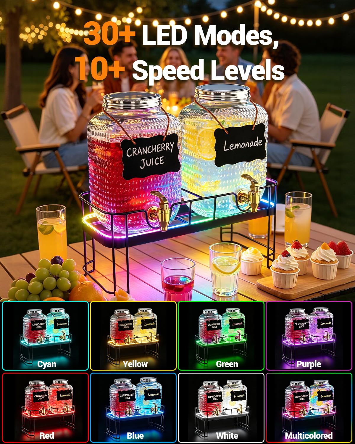 2 Pack 1 Gallon Glass Drink Dispensers with Stand S73807