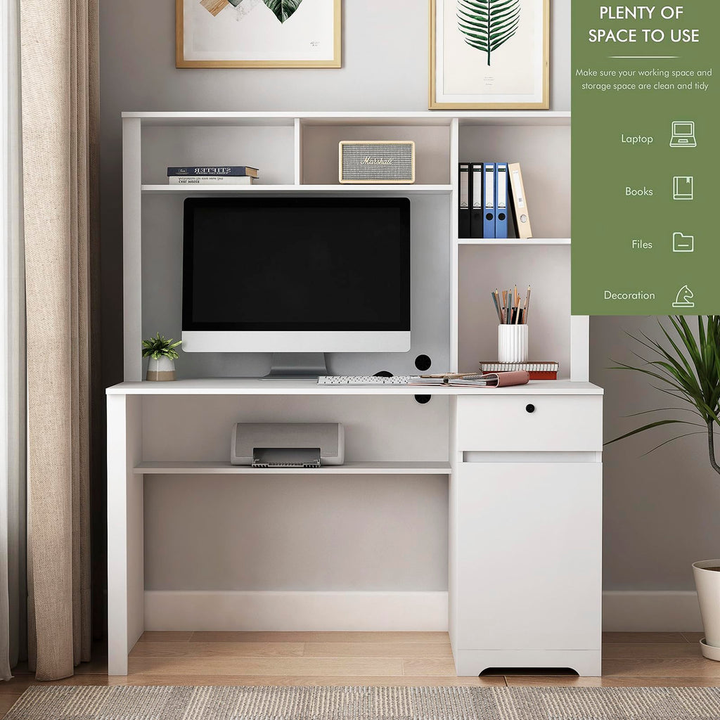 White Desk with Hutch and Drawers K461605