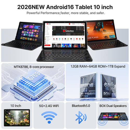 10 Inch Octa-Core Tablet with Keyboard Case Mouse Stylus M160981