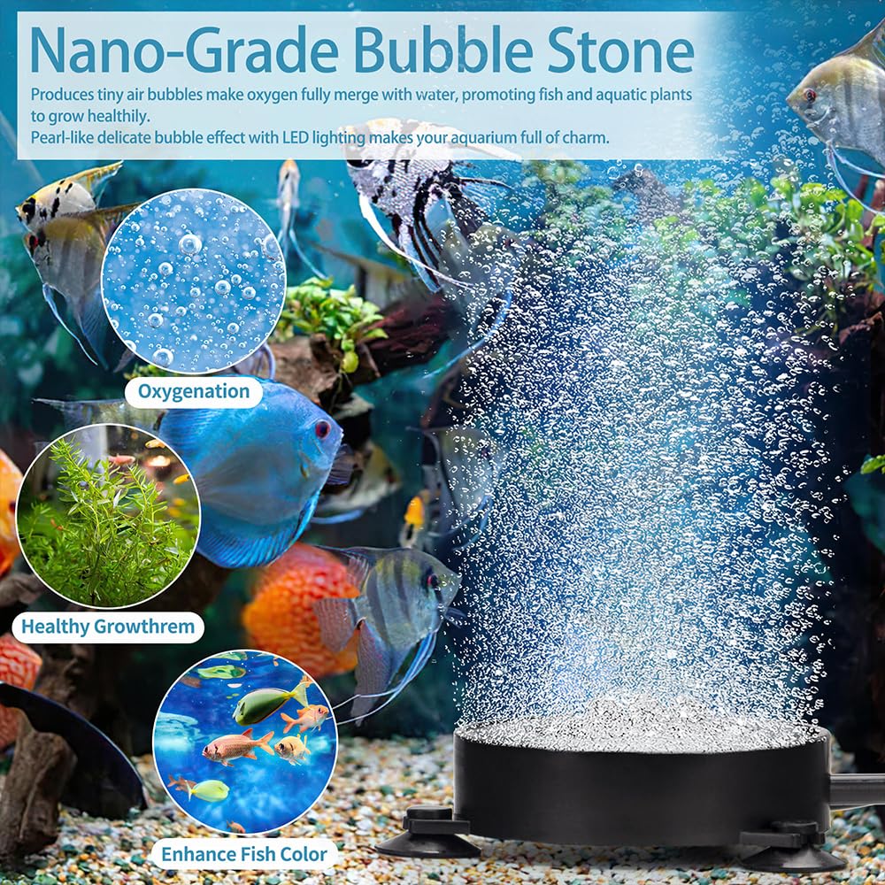 2 Inch LED Air Bubble Stone Disk with Air Tubing T553