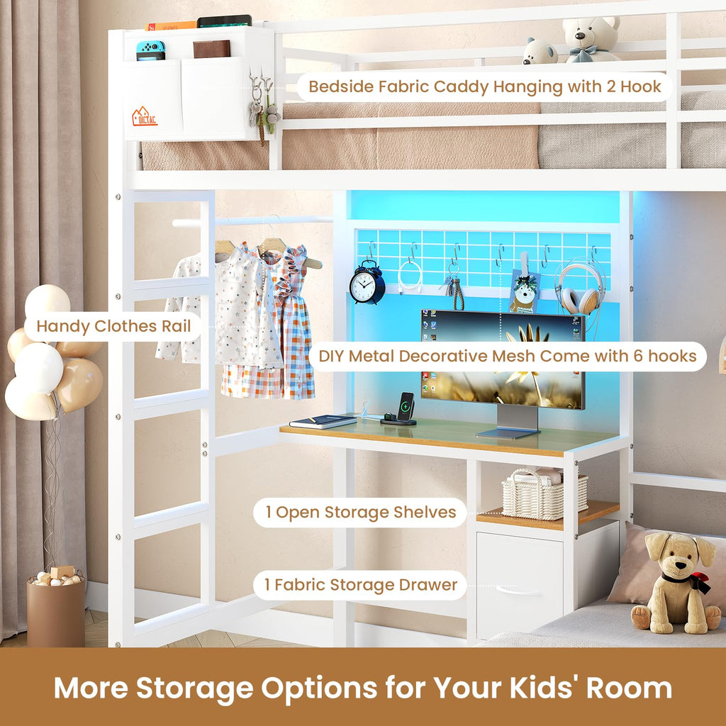 Twin Over Twin White Bunk Bed with Desk Z17970