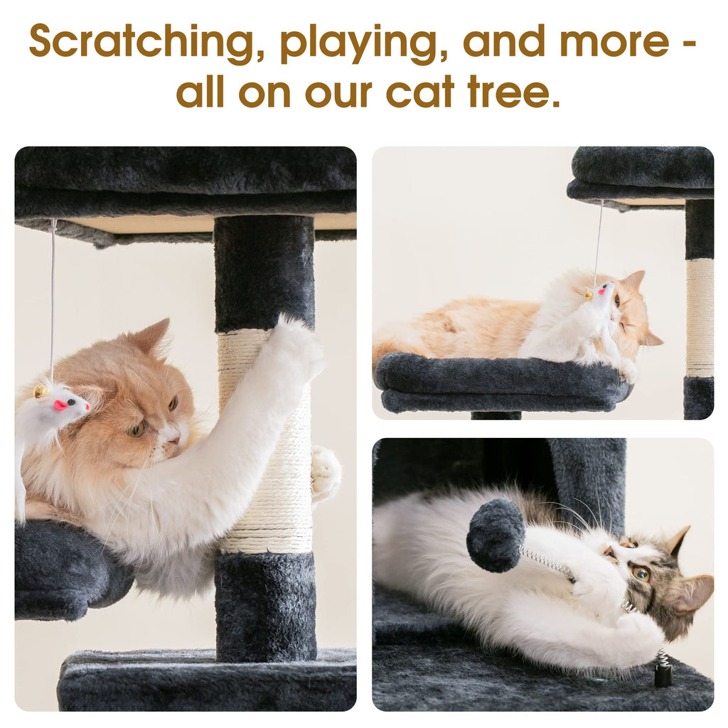 70.1-Inch Multi-Level Plush Cat Tree with Hammock Y899153