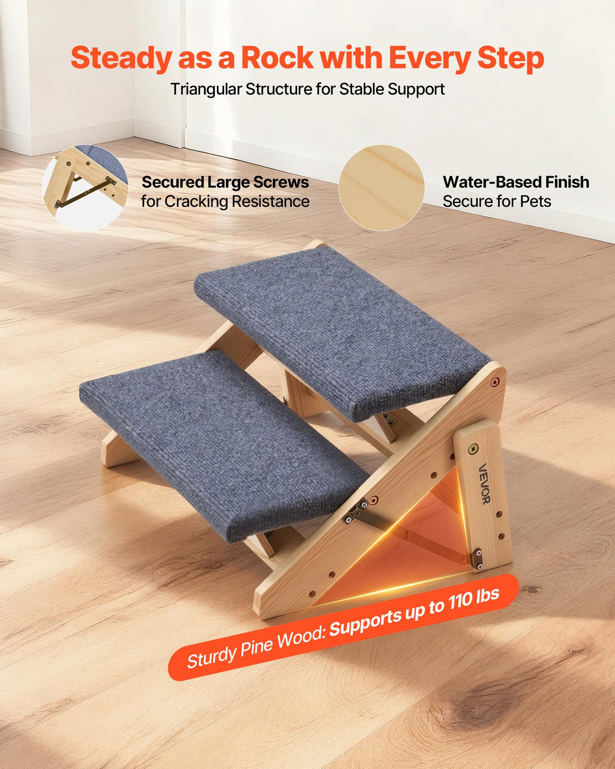 Wood 2-Step Pet Stairs C631