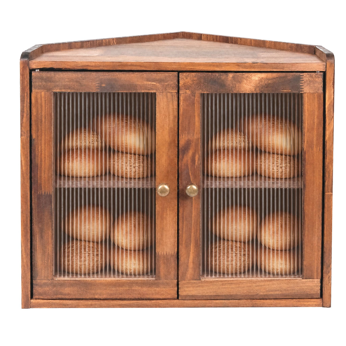 Brown Wooden Double Layer Bread Box A59949