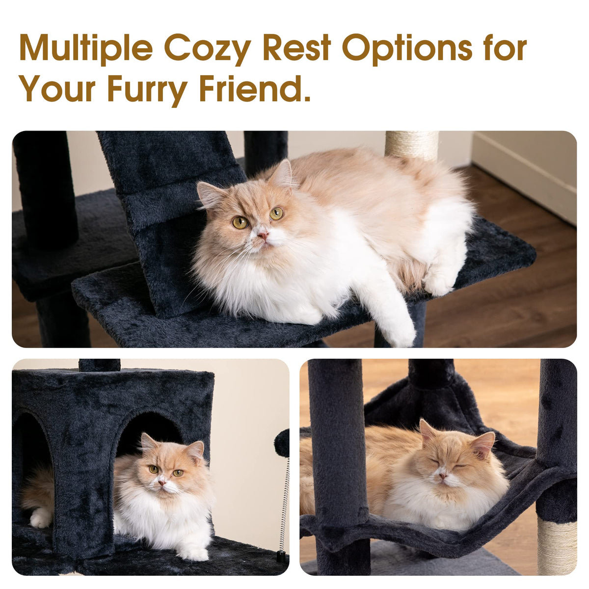 70.1-Inch Multi-Level Plush Cat Tree with Hammock Y899153
