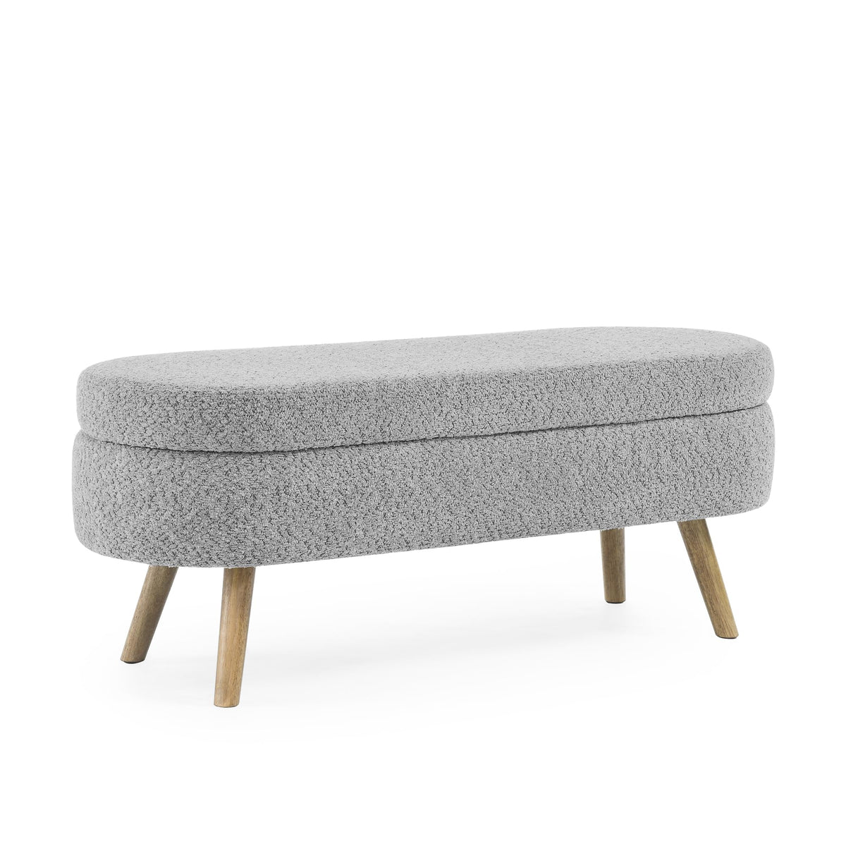 Oval Storage Bench with Rubber Wood Legs, Gray J43495