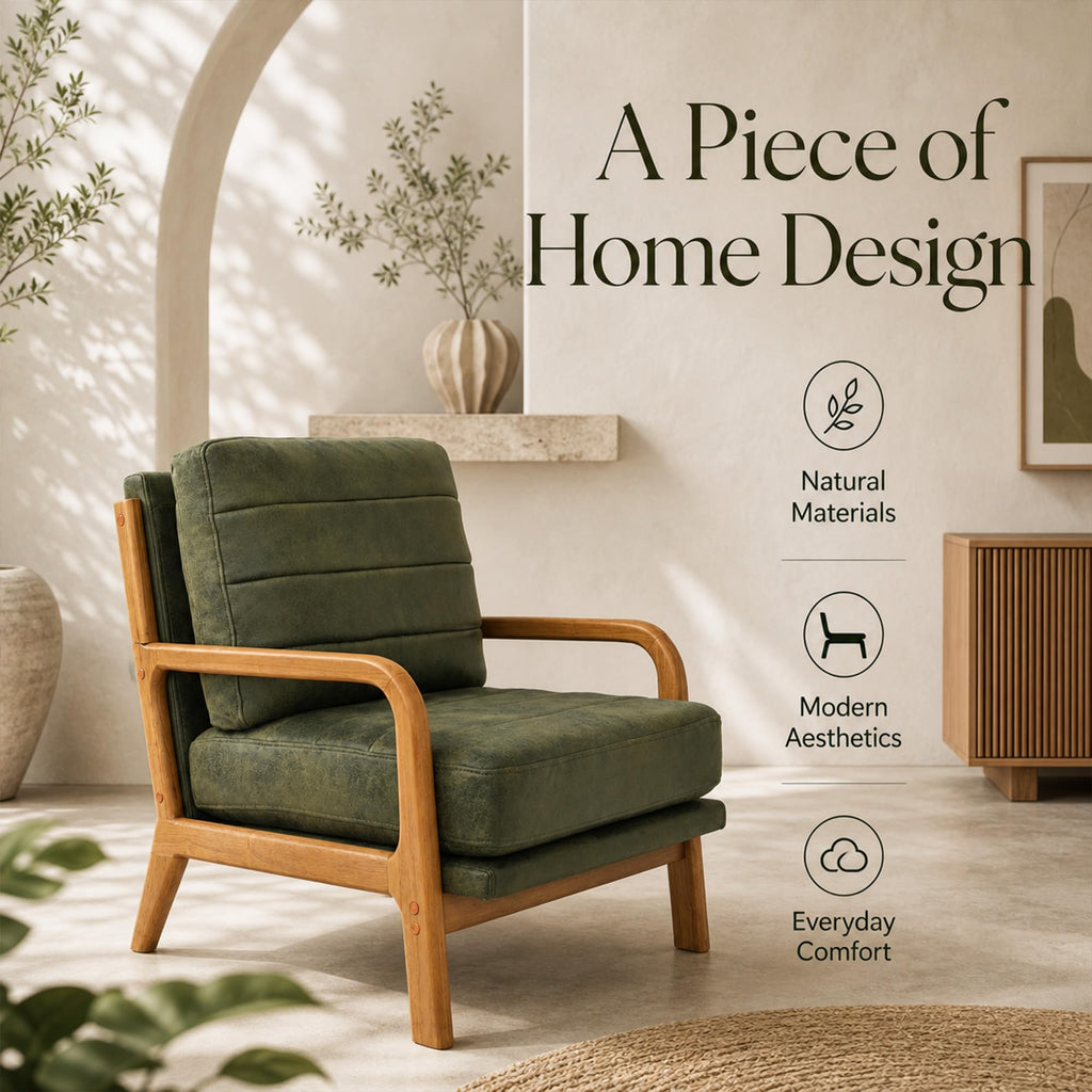 Mid-Century Modern Accent Chair Set of 2 Green A92478