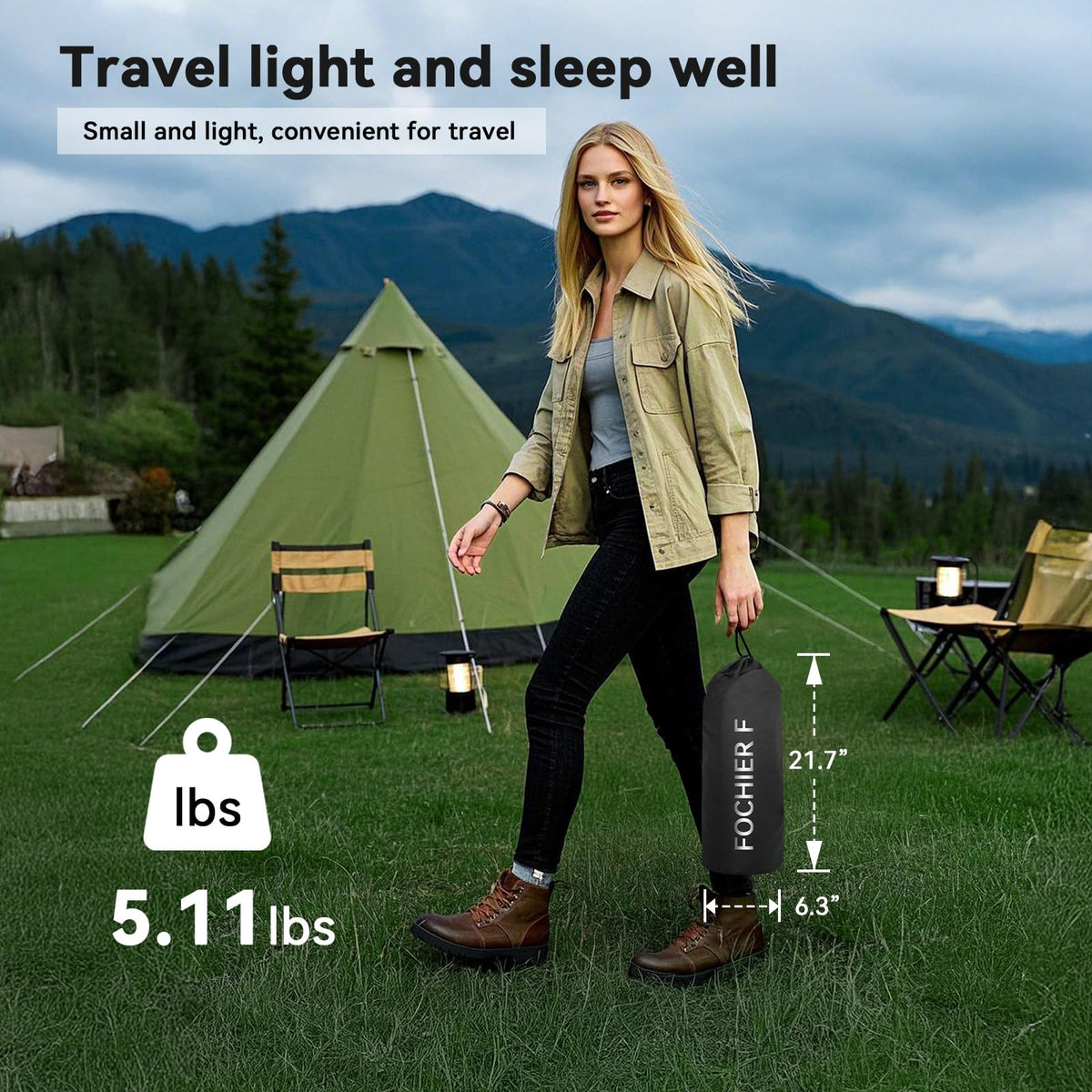Ultralight Portable Folding Camping Cot with 2 Side Pocket Y7236