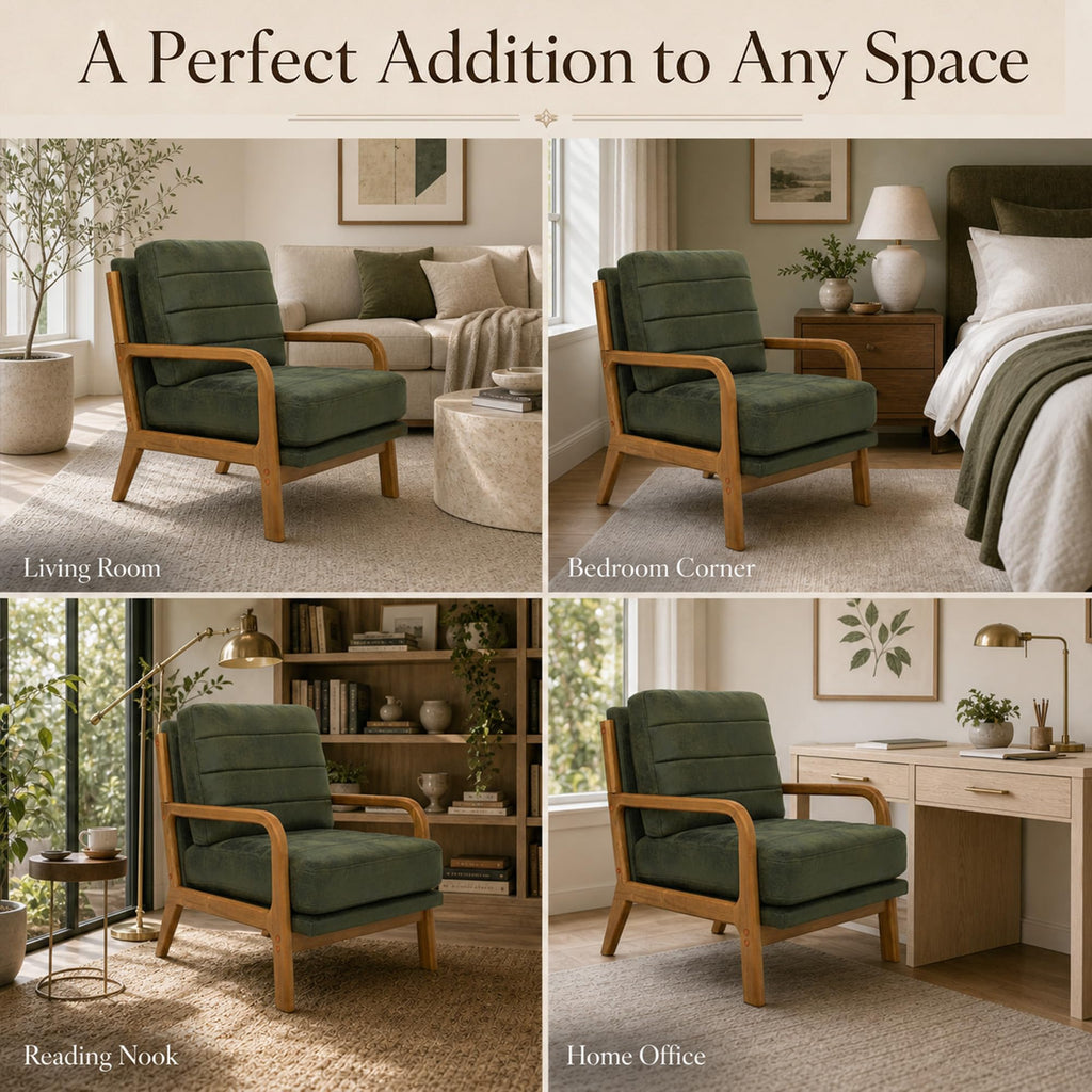 Mid-Century Modern Accent Chair Set of 2 Green A92478