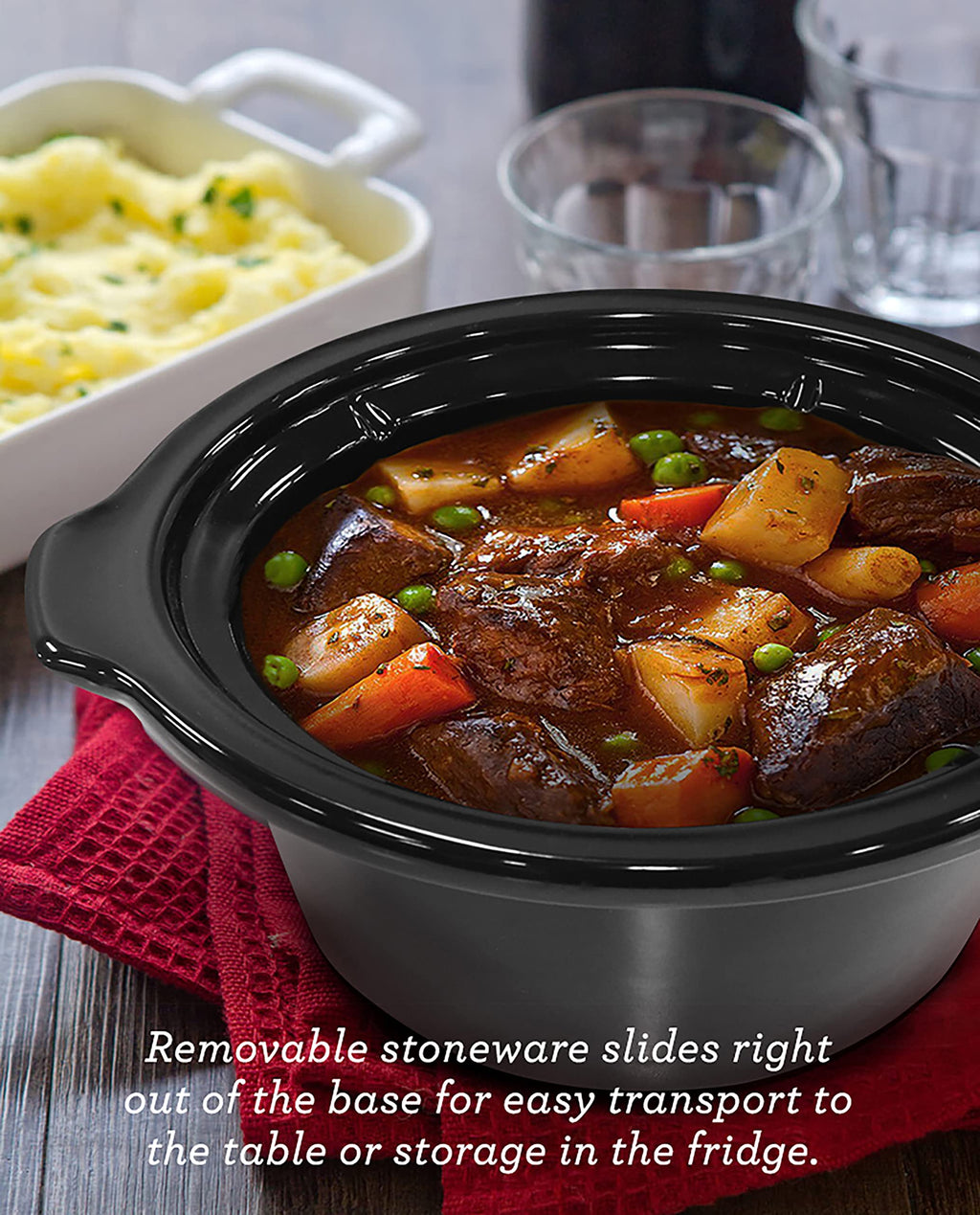 Electric Oval Slow Cooker, 2 Qt, Metallic Red K873943