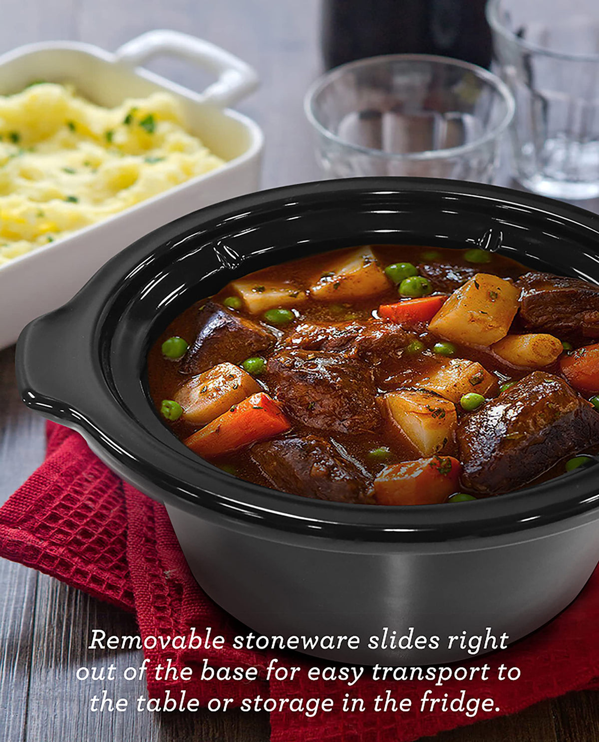 Electric Oval Slow Cooker, 2 Qt, Metallic Red K873943