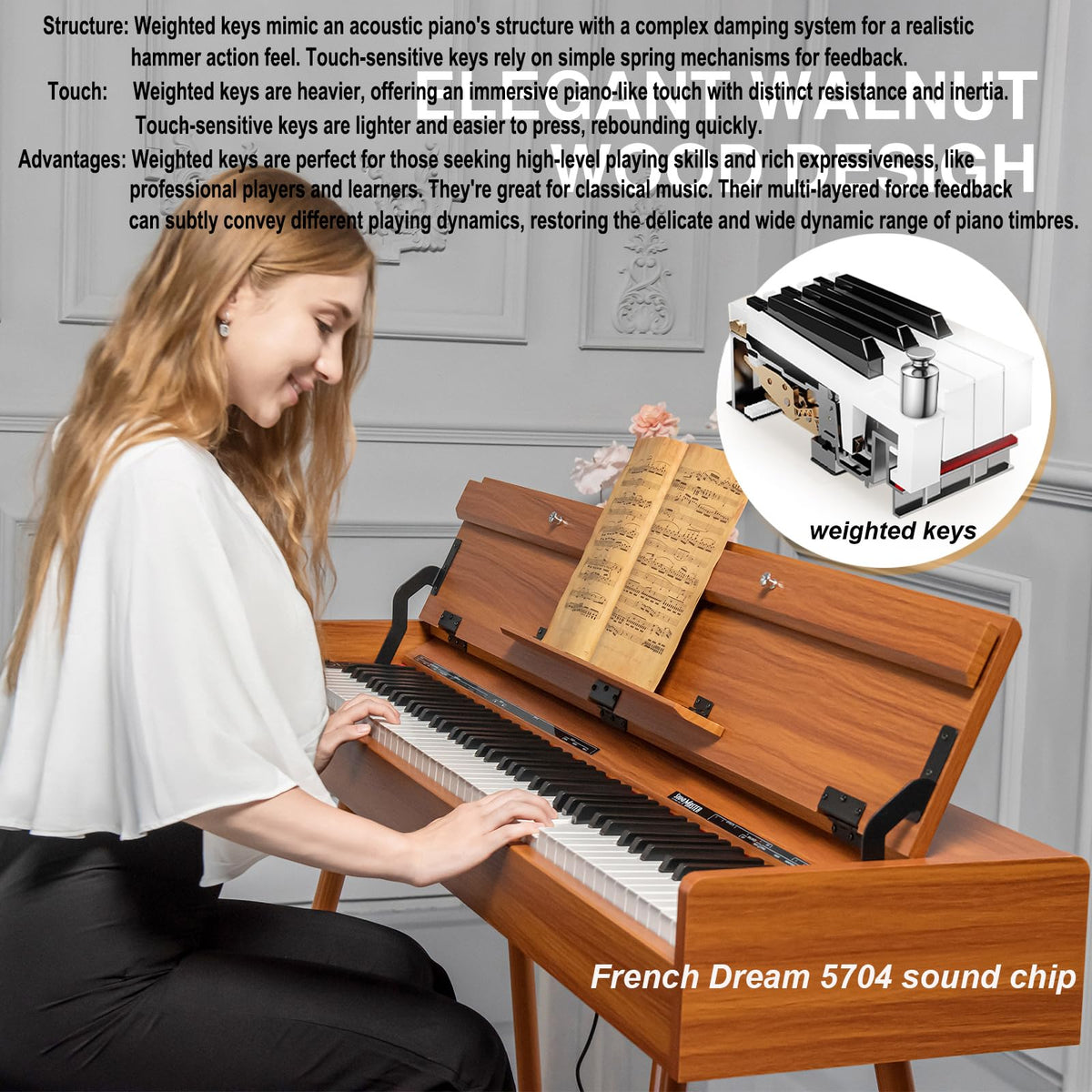 88 Key Weighted Digital Piano with Triple-Pedal D319527