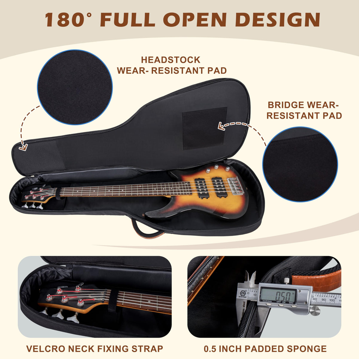 0.5" Thick Padded Bass Gig Bag C4189