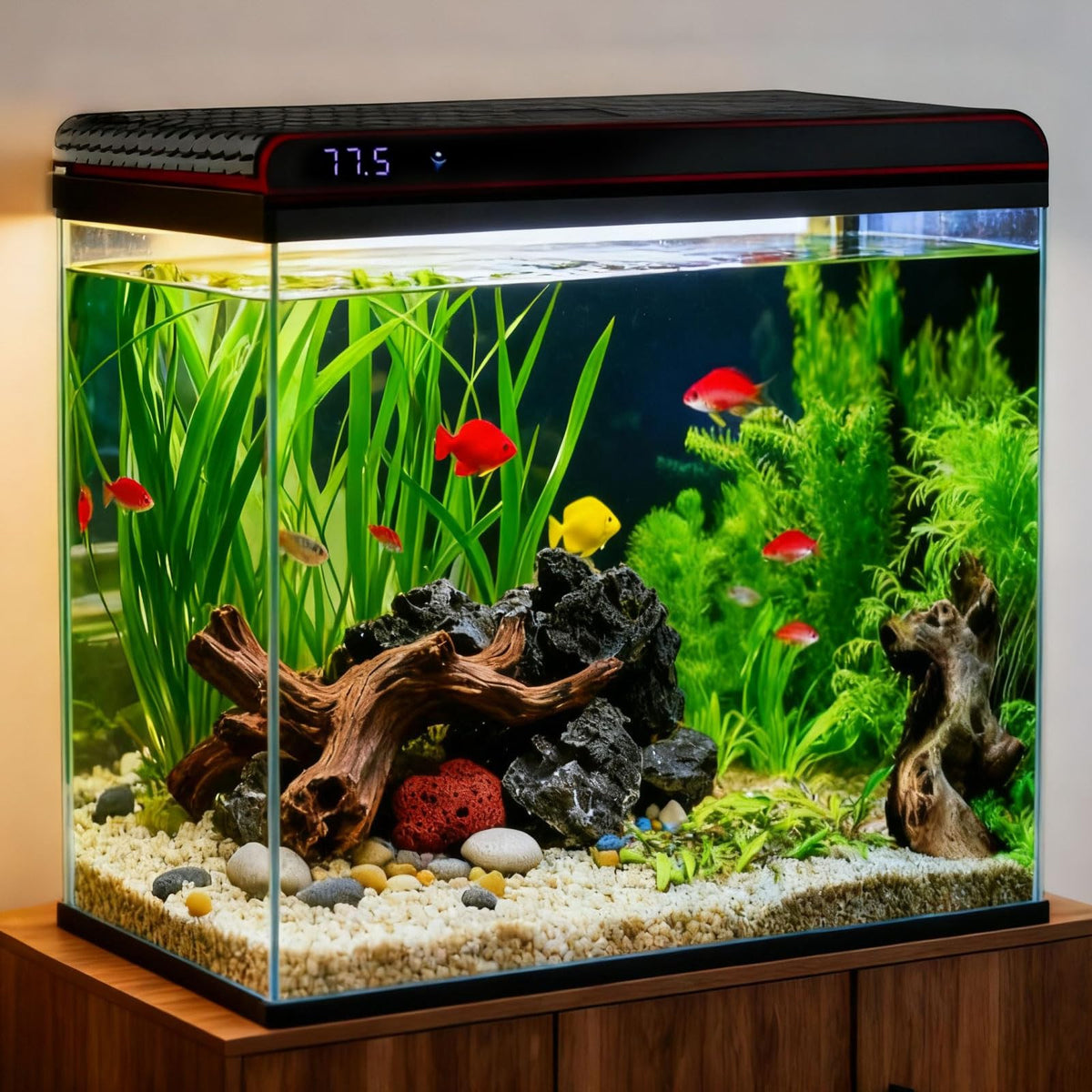 20 Gallon Glass Fish Tank Aquarium Starter Kit with LED Lights Filter Pump N9426