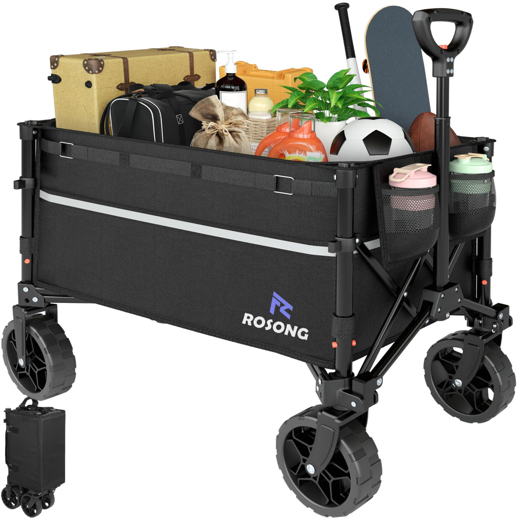 Collapsible Heavy Duty Wagon Cart with Wheels 120L Black L953