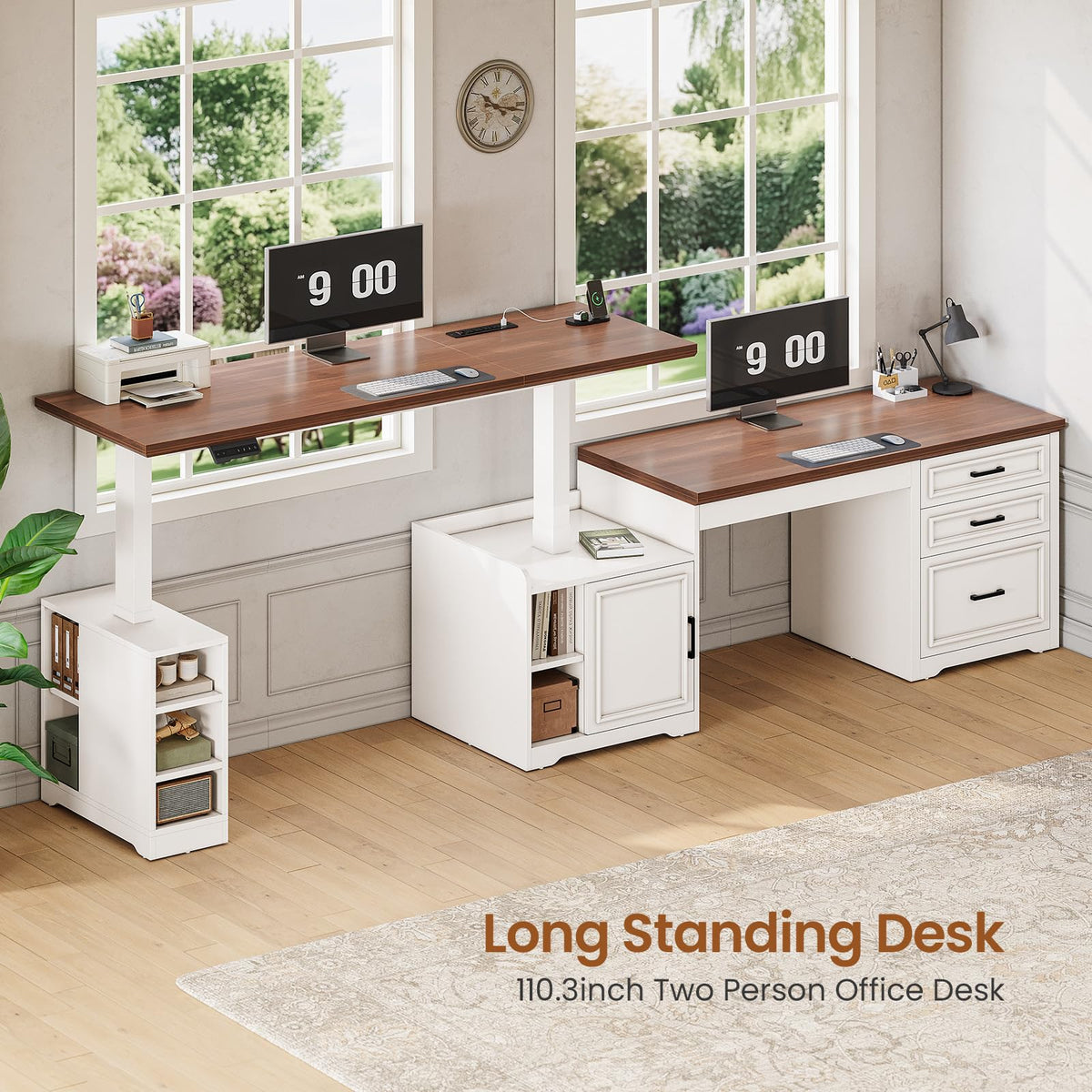 L Shaped Standing Desk with Storage Q748