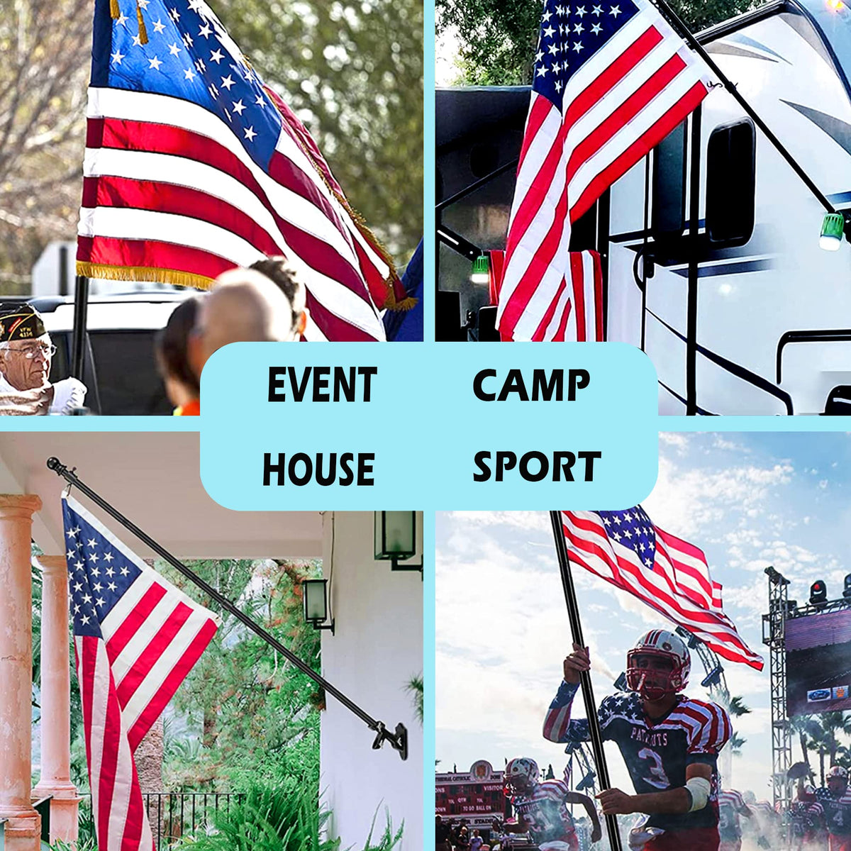 6FT Tangle Free Spinning Metal Flag Pole Kit with 3x5 Flag H918979