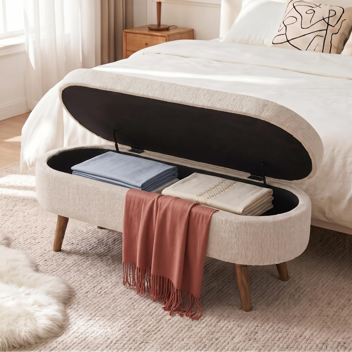 43.5” Upholstered Storage Ottoman Bench M630862