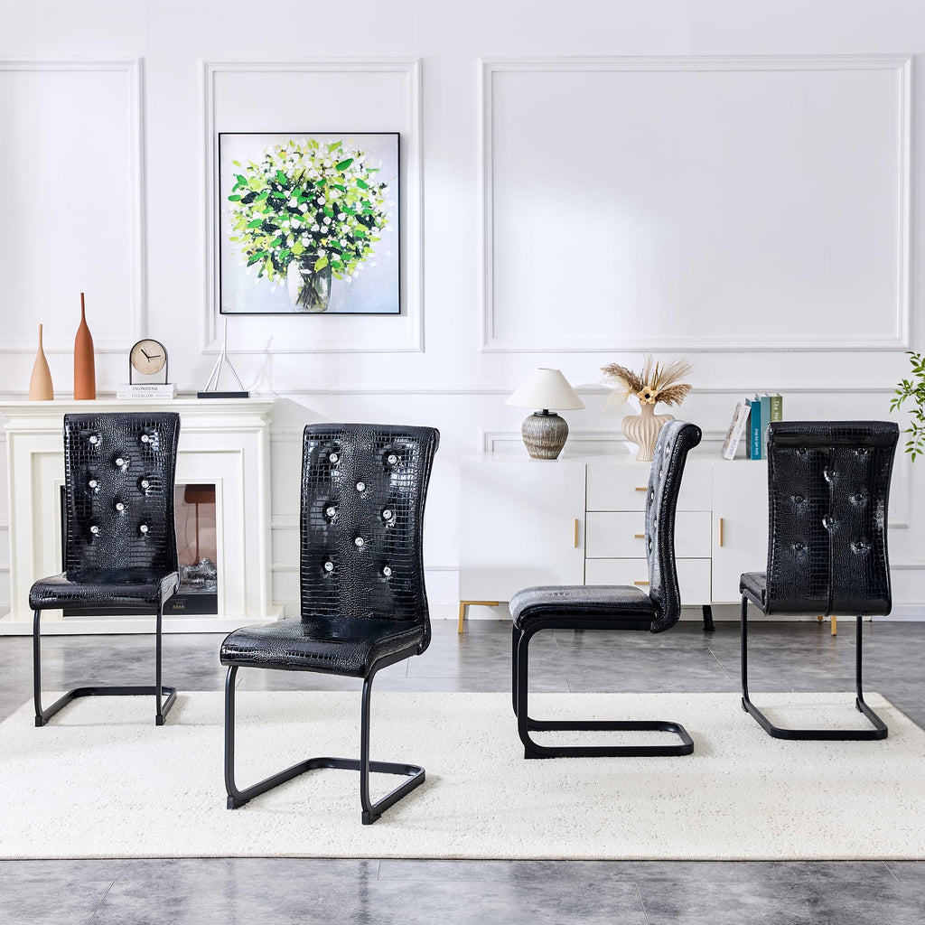 Black PU Leather Dining Chairs Set of 4 A245328