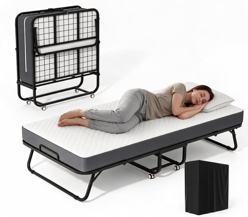 Folding Guest Bed Single Size with 5 Inch Memory Foam Mattress X26421