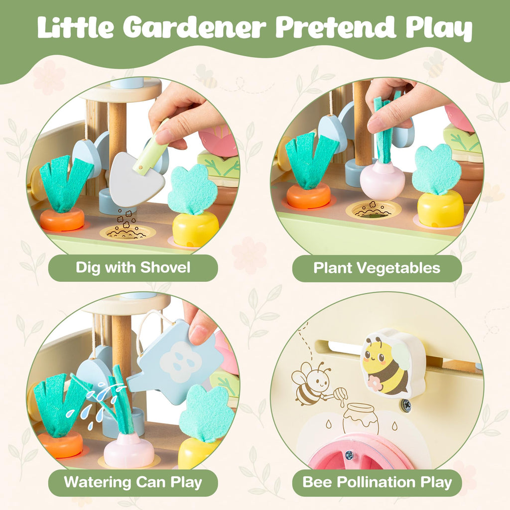 Wooden Baby Walker, 10-in-1 Activity Center Toys, Green X858