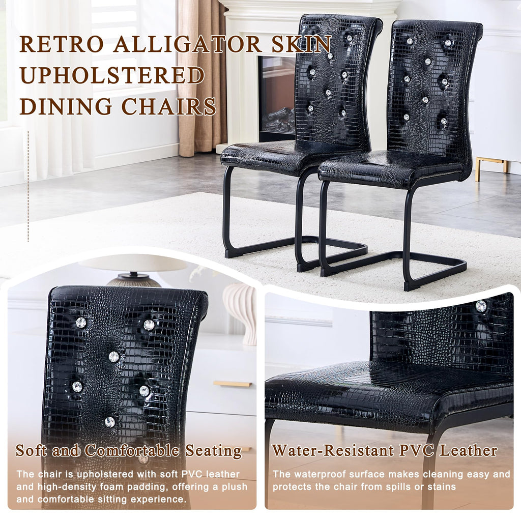 Black PU Leather Dining Chairs Set of 4 A245328