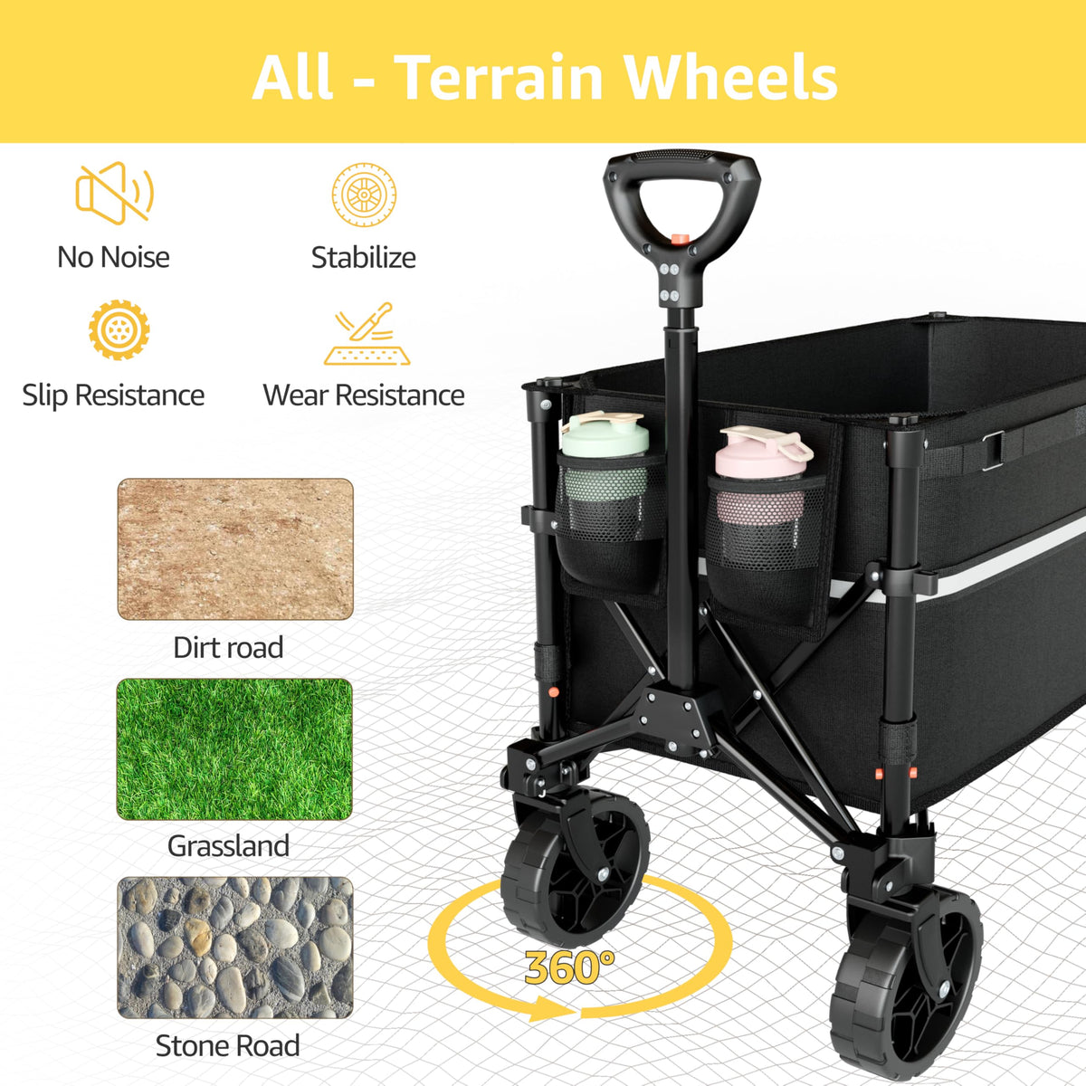 Collapsible Heavy Duty Wagon Cart with Wheels 120L Black L953