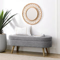 Oval Storage Bench with Rubber Wood Legs, Gray J43495