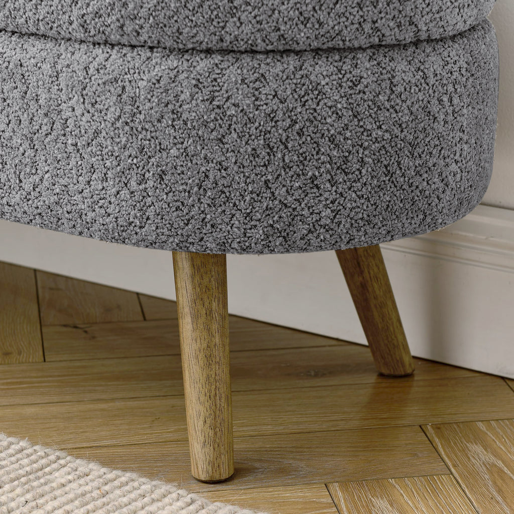 Oval Storage Bench with Rubber Wood Legs, Gray J43495