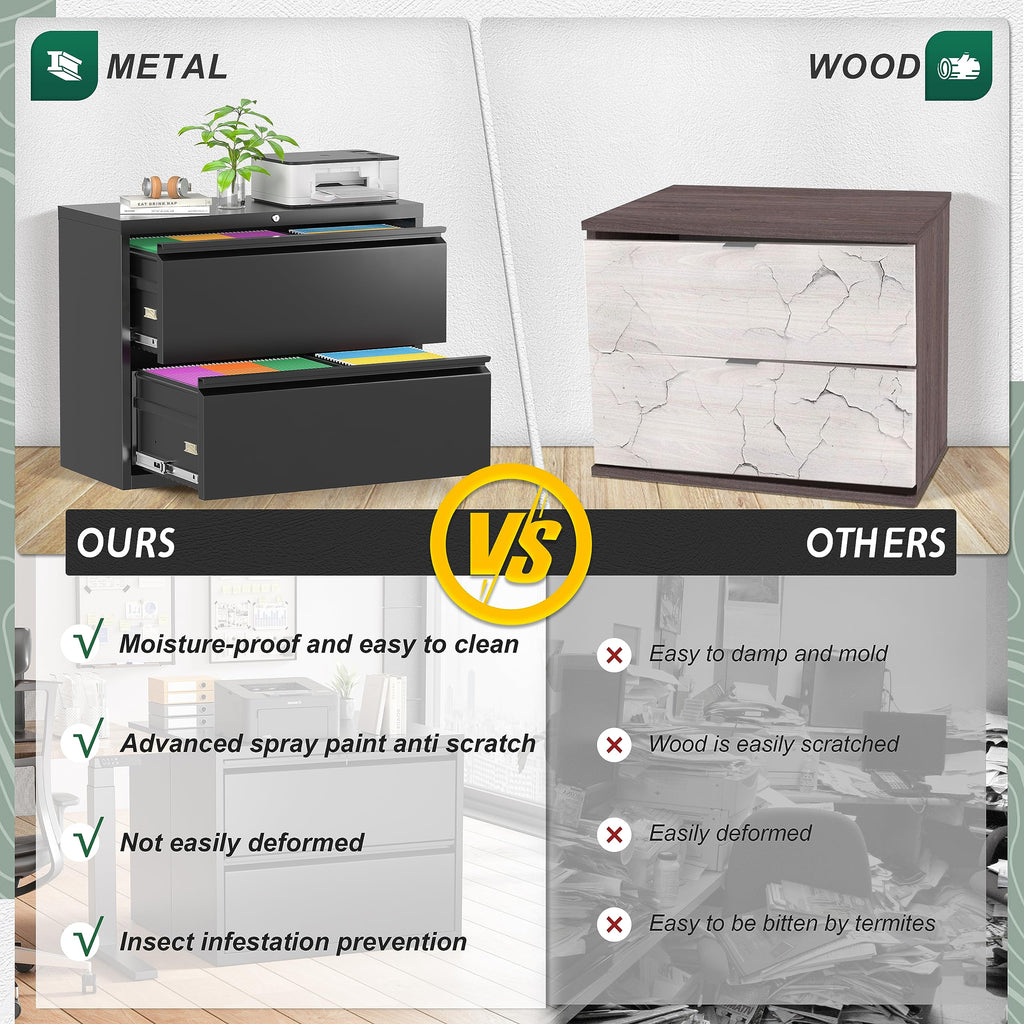 Black 2 Drawer Metal File Cabinet with Lock Z71191